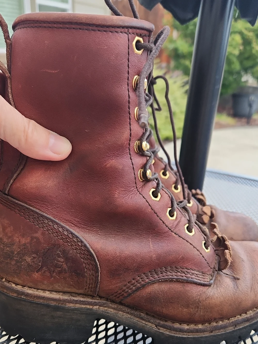 Womens Chippewa Brown Leather Work Boots 8